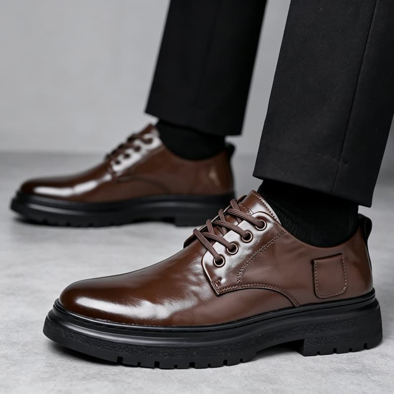 Leather Work Oxfords - British Style Thick Bottom Flat Platform