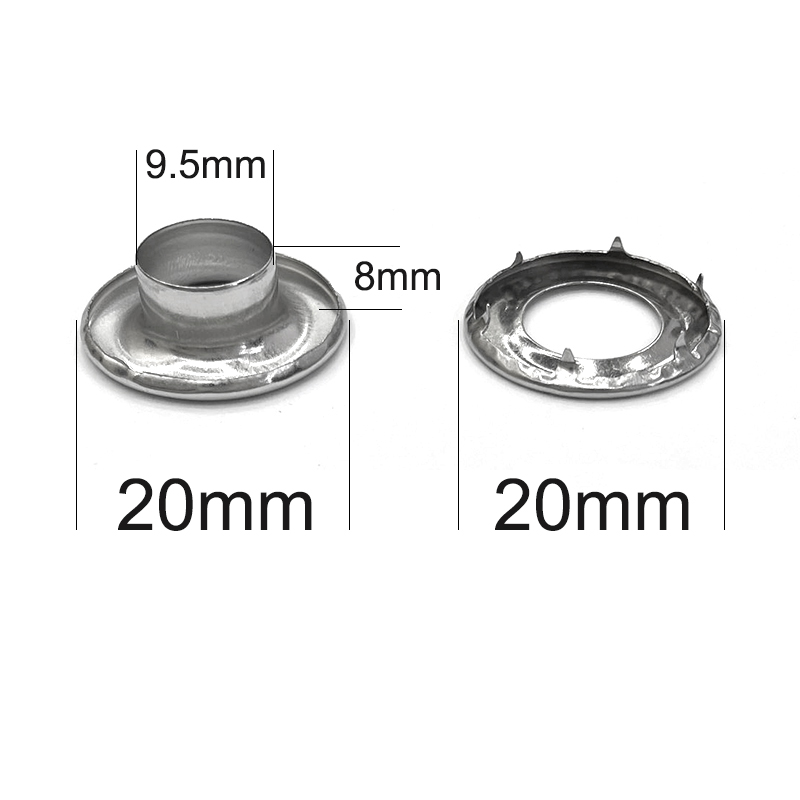 Leatherwork Eyelets - Inside 9.5 mm Canvas Buttonholes Stainless