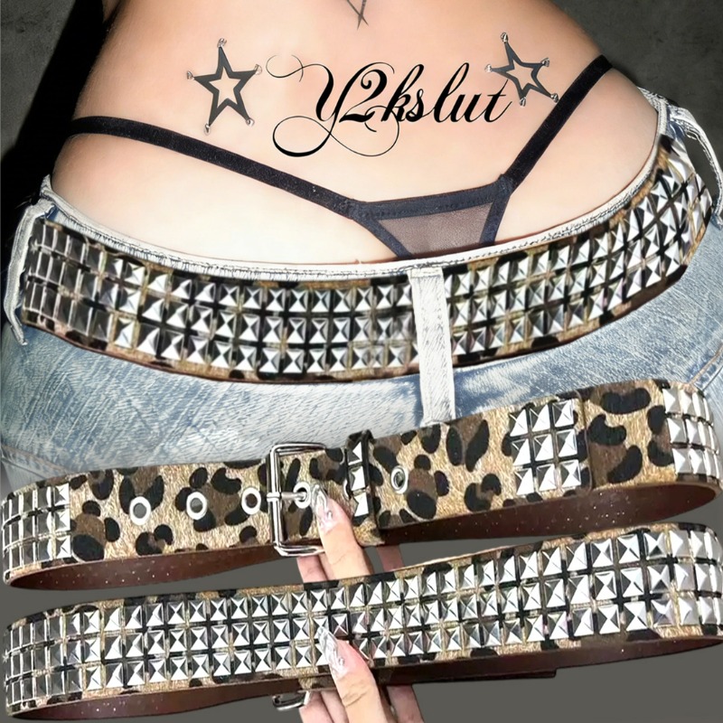 Leatherwork Eyelets - Y2K Leopard Rivet Belt Square Bead