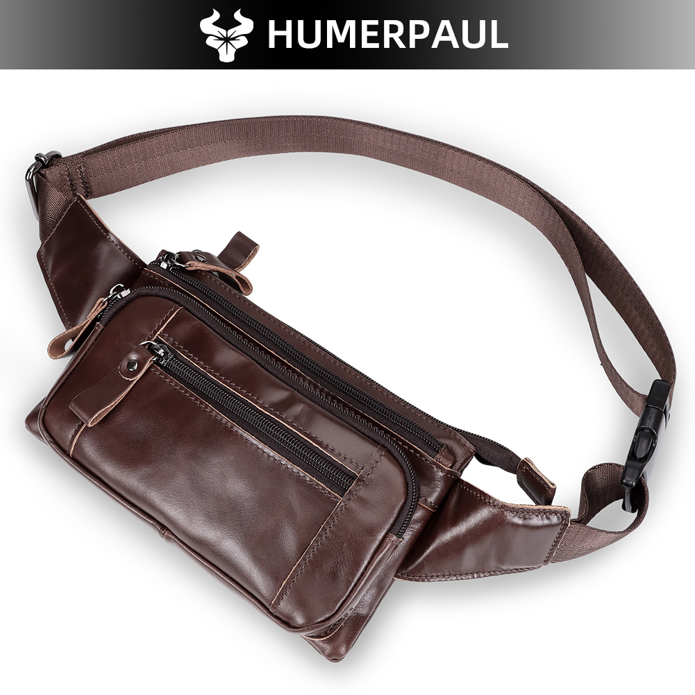 Leatherwork Fasteners - HUMERPAUL Men's Waist Fanny Pack Cowhide