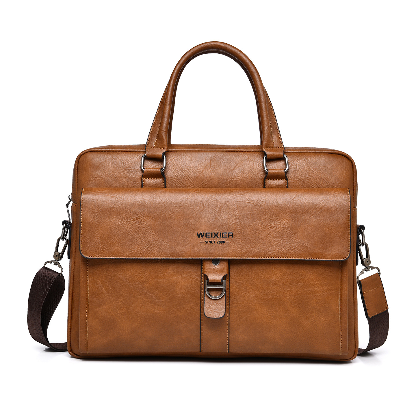 Leather Work Handbags - Vintage Dark Brown PU Leather Men