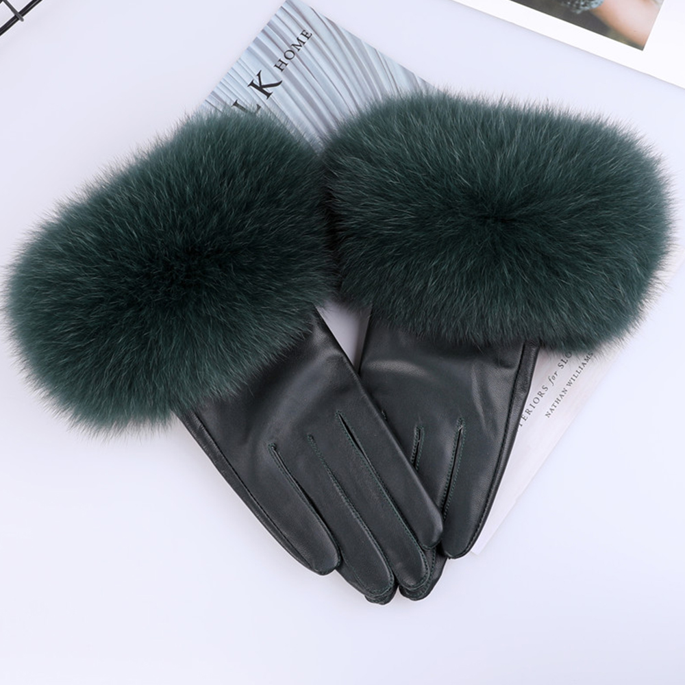 Sheepskin Natural Fox Fur Trim - Leather Work Winter Gloves 리뷰 및 가격