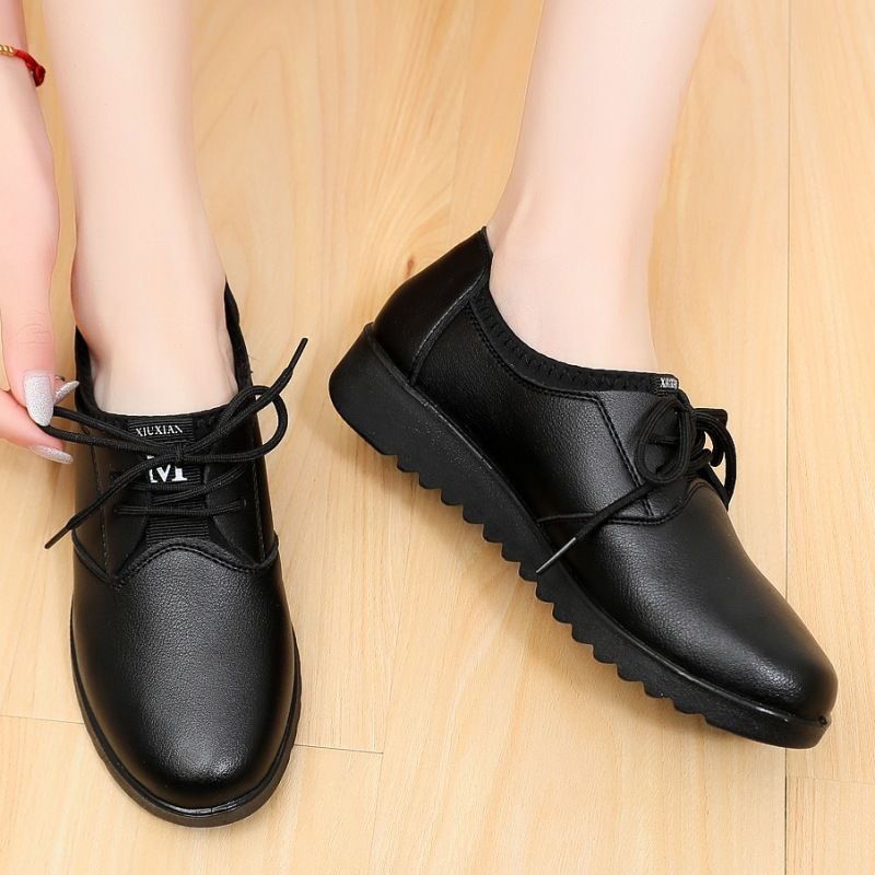 Solid Black Oxford Shoes Woman - Leather Work Oxfords 리뷰 및 가격