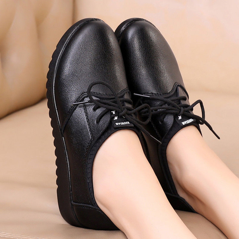 Solid Black Oxford Shoes Woman - Leather Work Oxfords 리뷰 및 가격