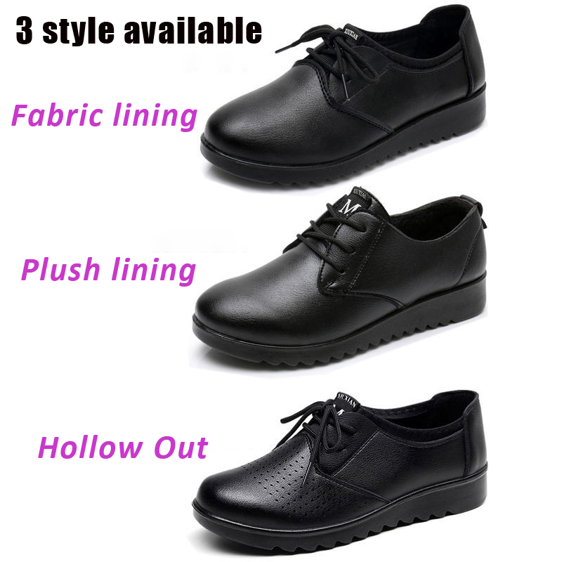 Solid Black Oxford Shoes Woman - Leather Work Oxfords 리뷰 및 가격