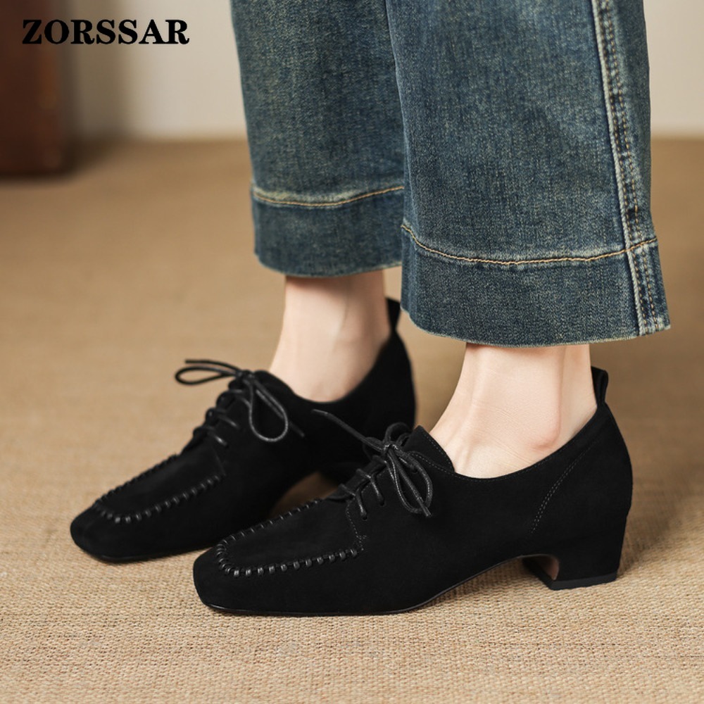 Women's Brown Suede Square Toe - Leather Work Oxfords 리뷰 및 가격