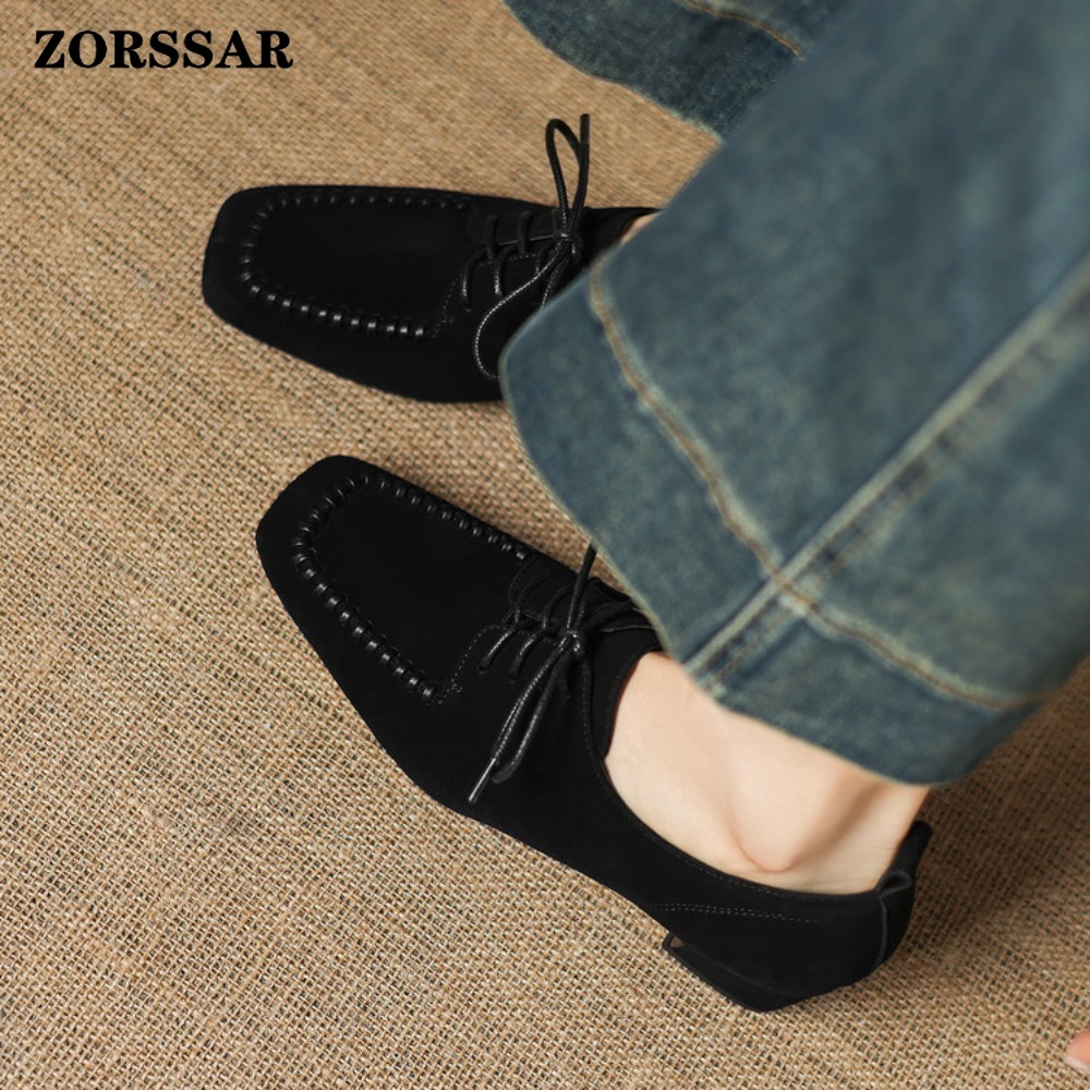 Women's Brown Suede Square Toe - Leather Work Oxfords 리뷰 및 가격