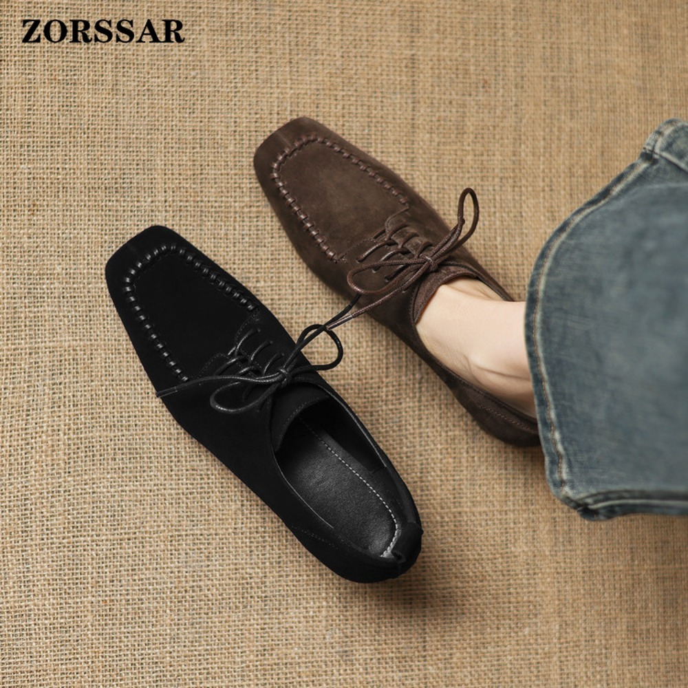 Women's Brown Suede Square Toe - Leather Work Oxfords 리뷰 및 가격