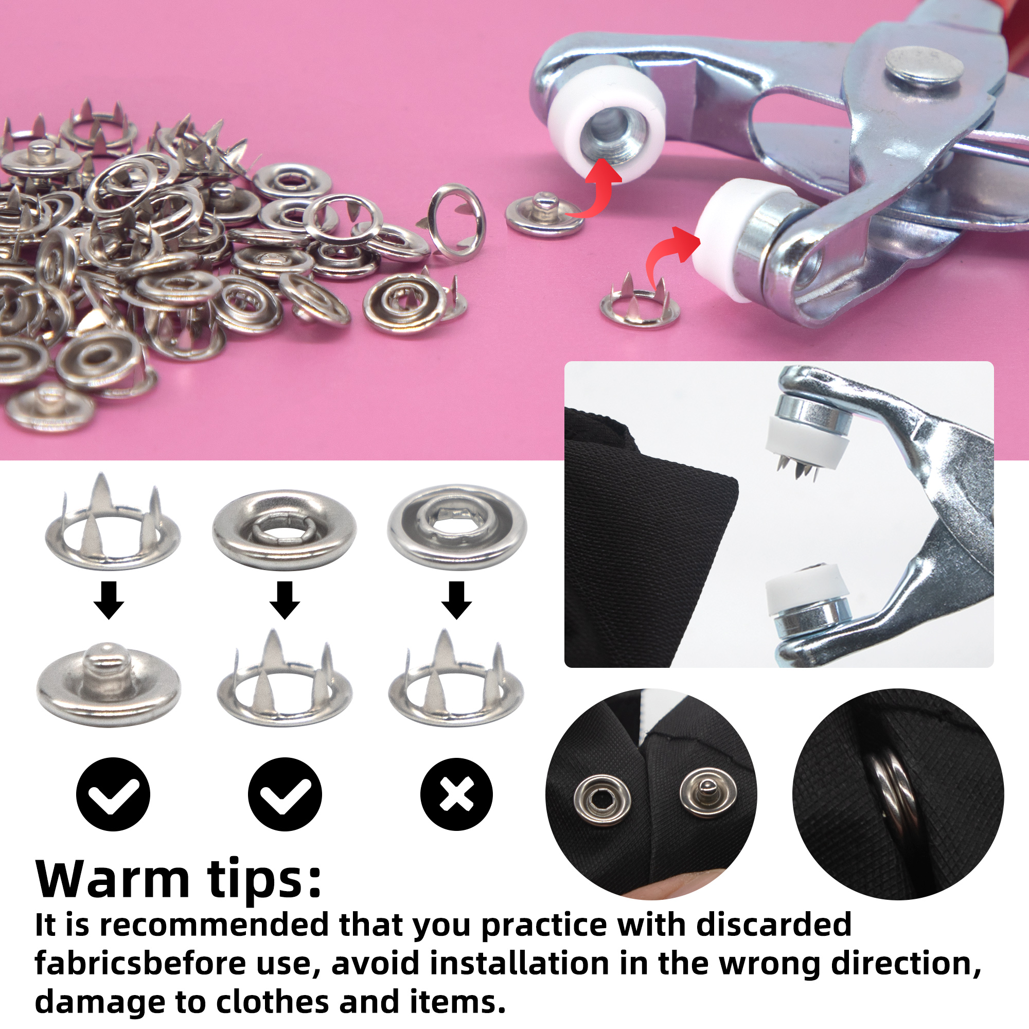 50 Sets Snap Fasteners Kit Too - Snap Fastener Setter 리뷰 및 가격