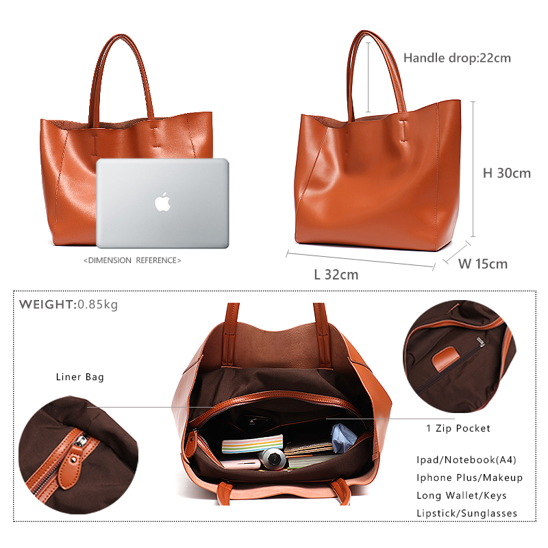 Minimalist Big Tote Bag Women  - Leather Work Handbags 리뷰 및 가격