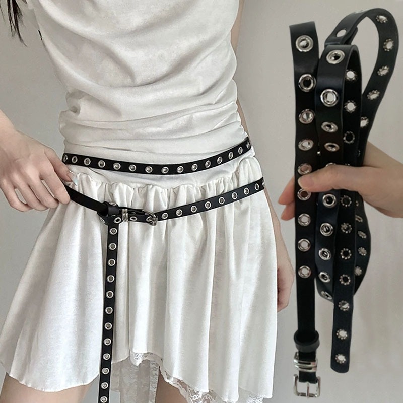 Punk Double Loop Thin Belt Ret - Leatherwork Eyelets 리뷰 및 가격