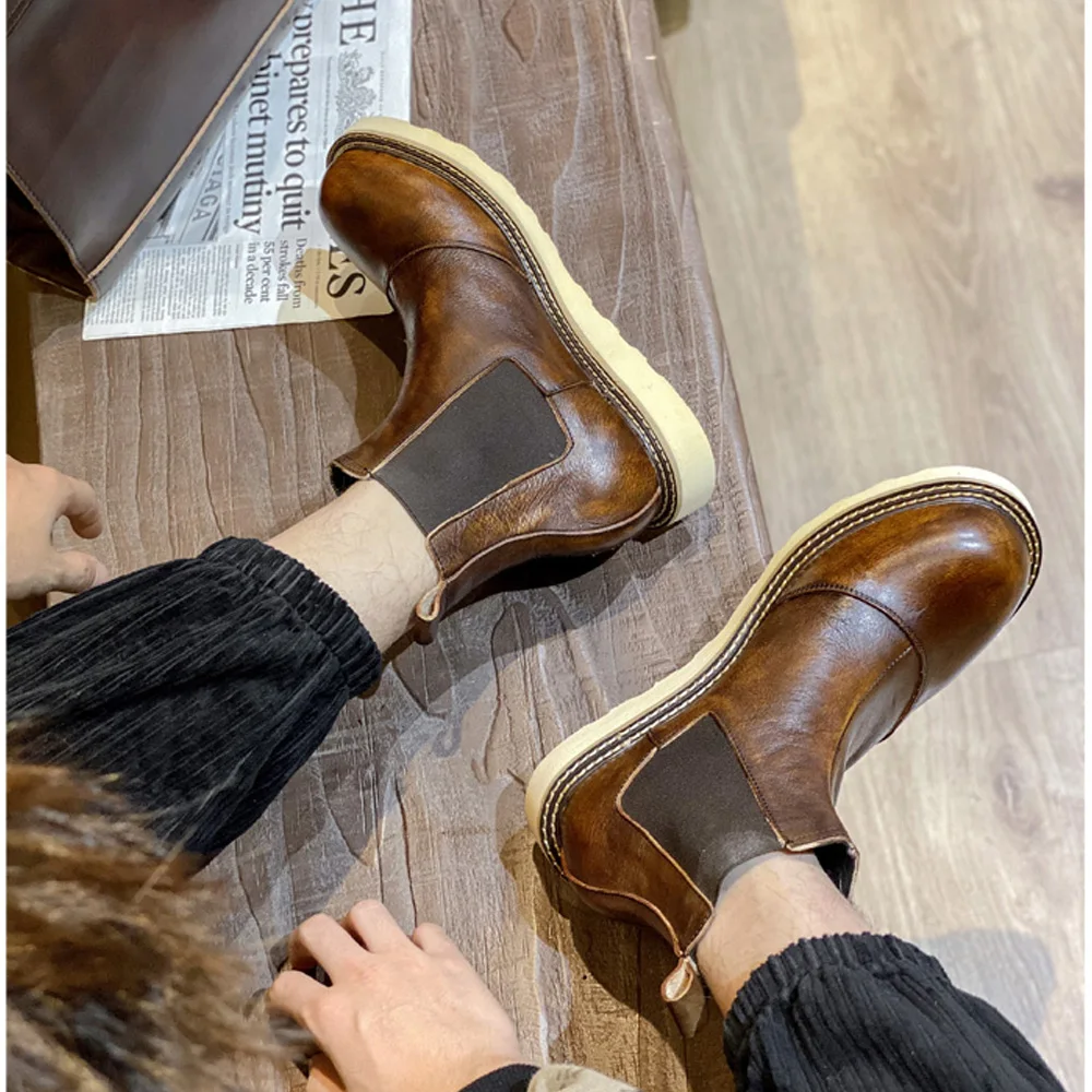 Retro Men's Genuine Leather Ch - Leather Work Oxfords 리뷰 및 가격