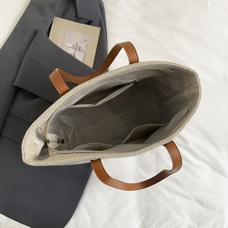 Elegant Tweed Tote Bag with Fa - Leather Work Handbags 리뷰 및 가격