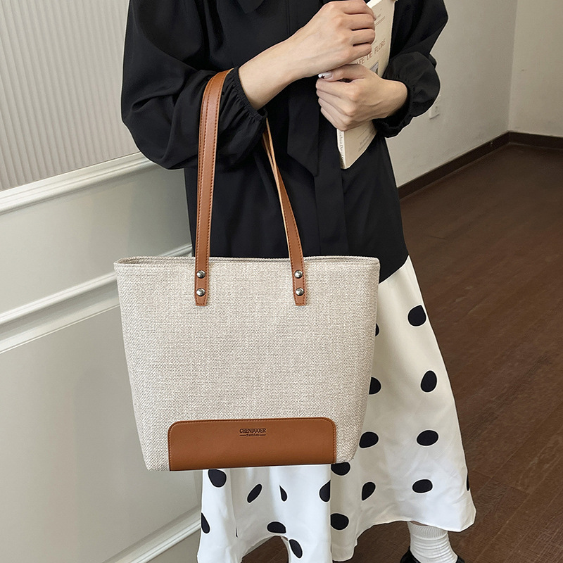 Elegant Tweed Tote Bag with Fa - Leather Work Handbags 리뷰 및 가격