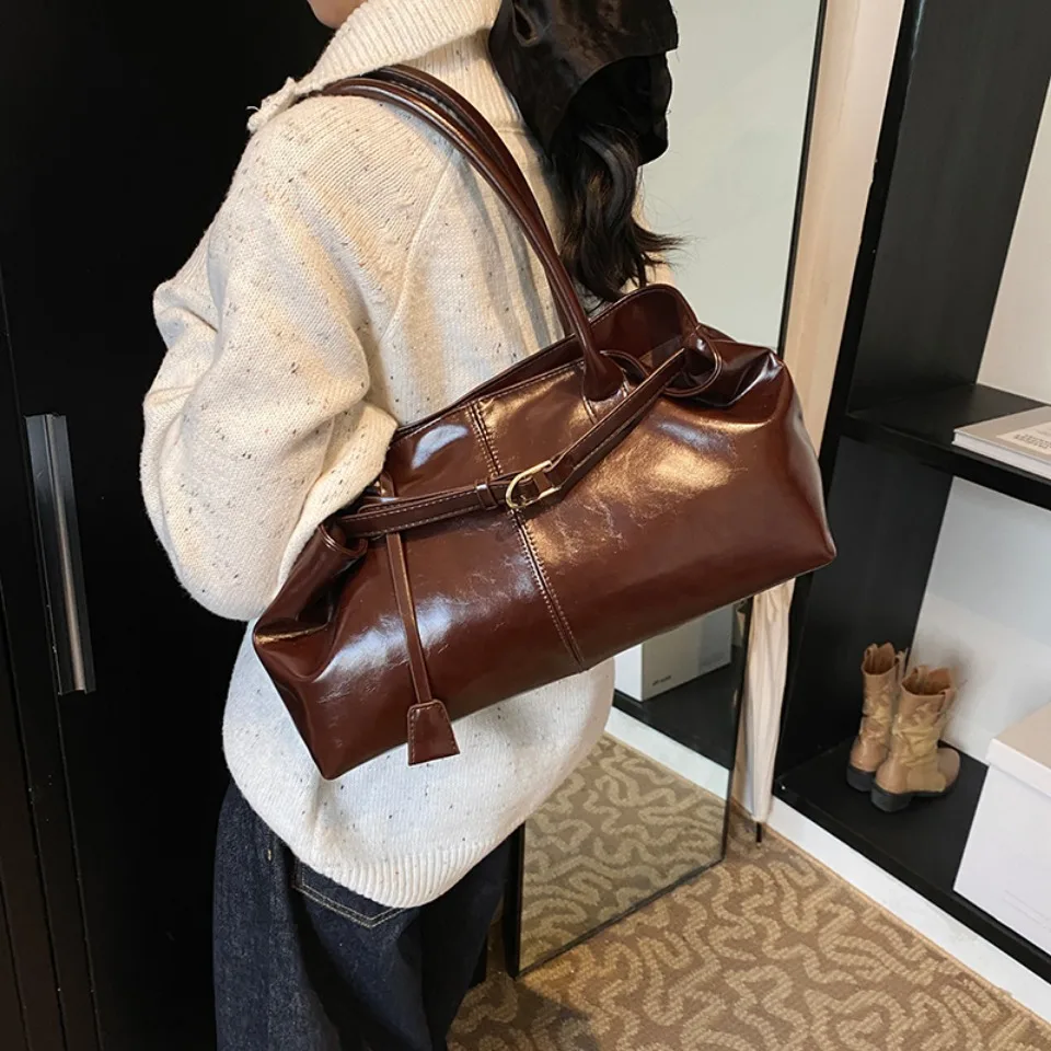 Winter Oil PU Leather Hobo Han - Leather Work Handbags 리뷰 및 가격