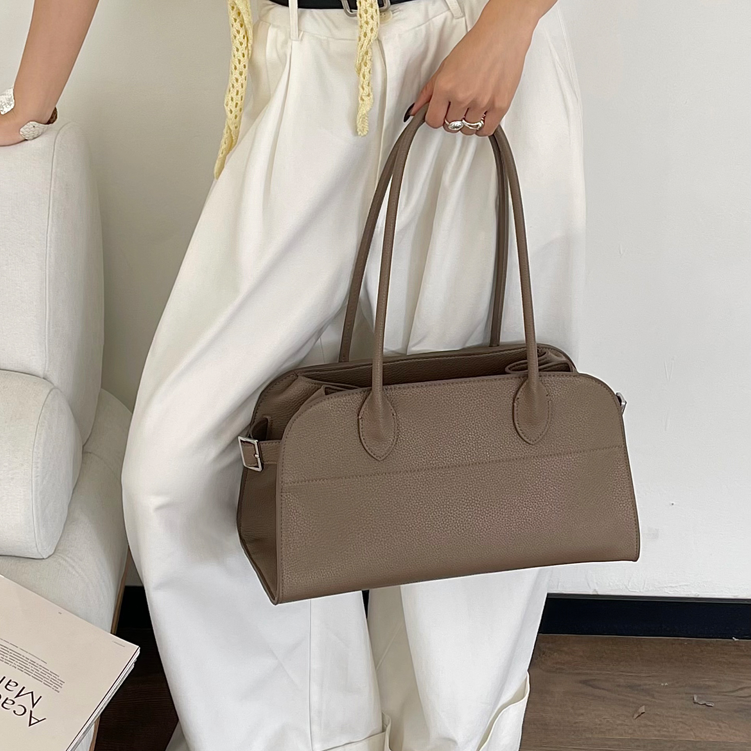 Litchi Grain Texture Tote Bag  - Leather Work Handbags 리뷰 및 가격